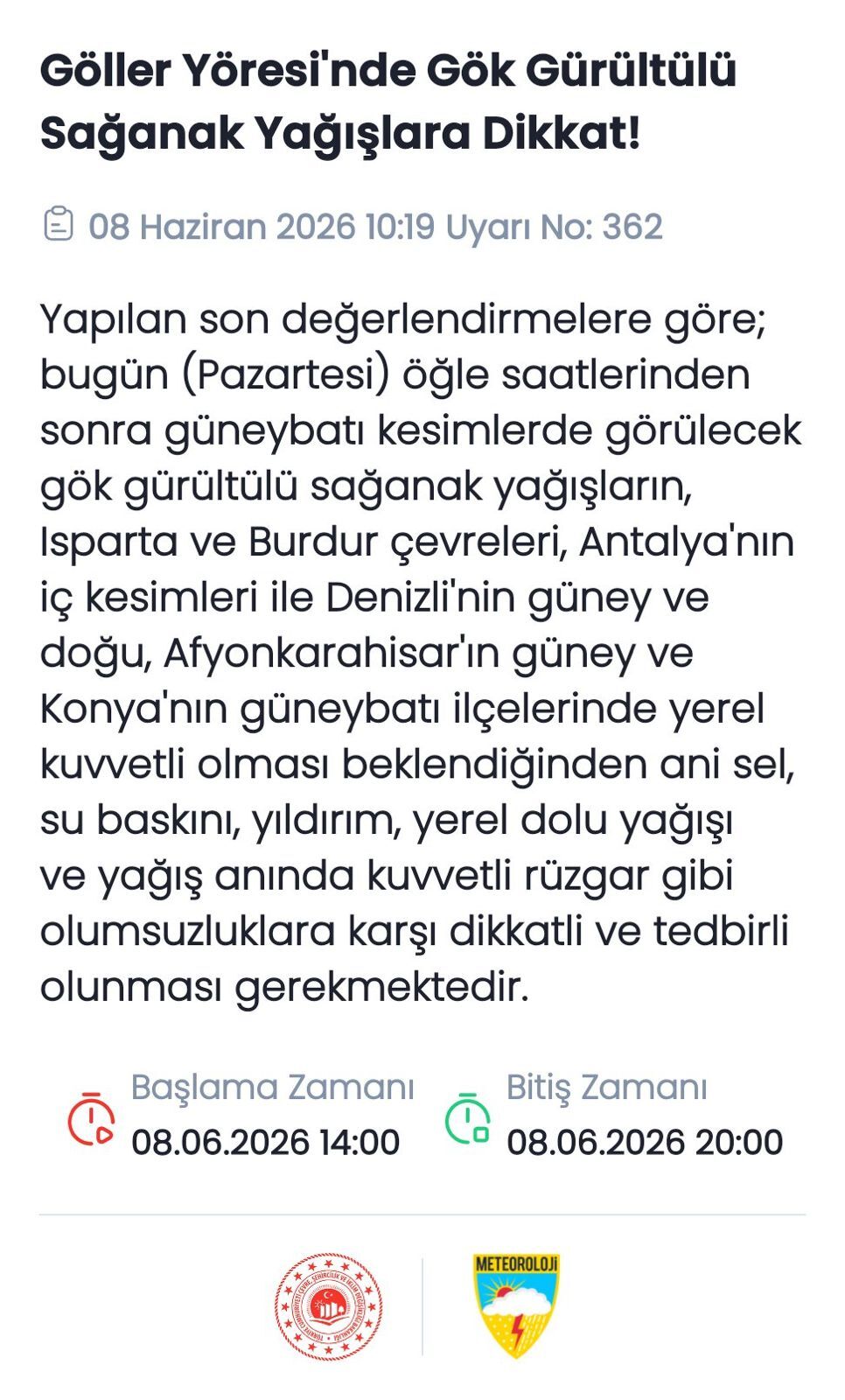 A F Y O N M E T E O R O L O J İ K U Y A R İ