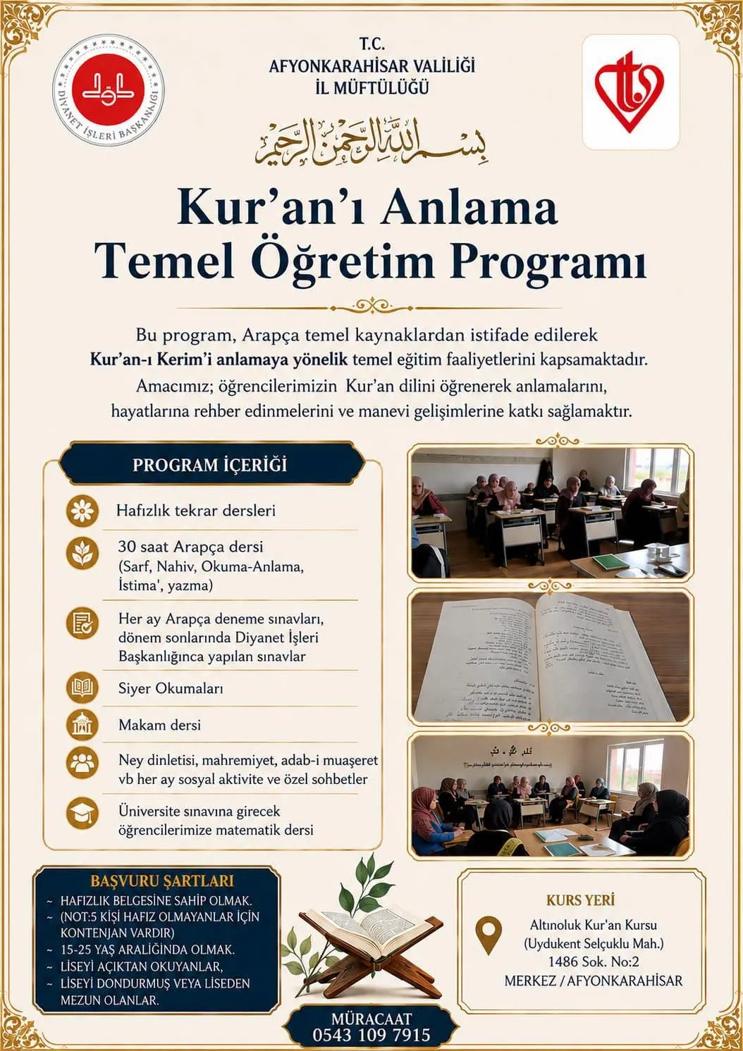 Afyonkarahisarda Kurani Anlama Temel Ogretim Programi Icin On Kayitlar Basladi 6A3E1E8B8Ccab