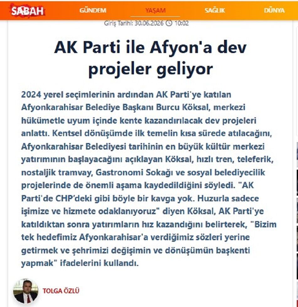 Sabah Tolga Ozlu Haber