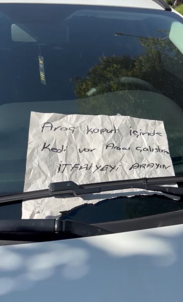 Burdur'da Hayat Kurtaran Not Aracın Motor Kısmına Giren Yavru Kedi Kurtarıldı (1)