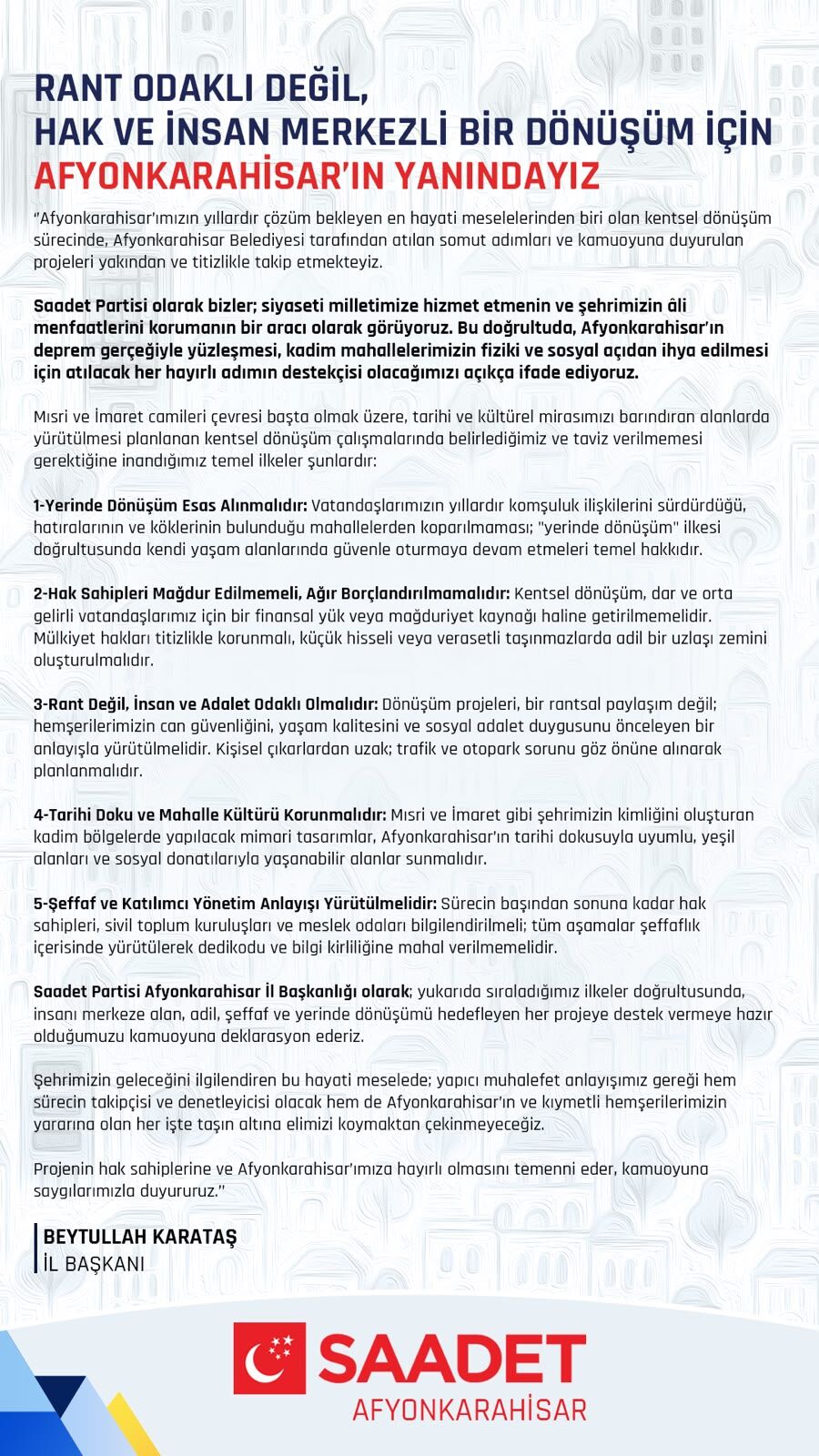 Saadet Parti̇si̇ Afyon’da Kentsel Dönüşüm Şartlarini Açikladi-1