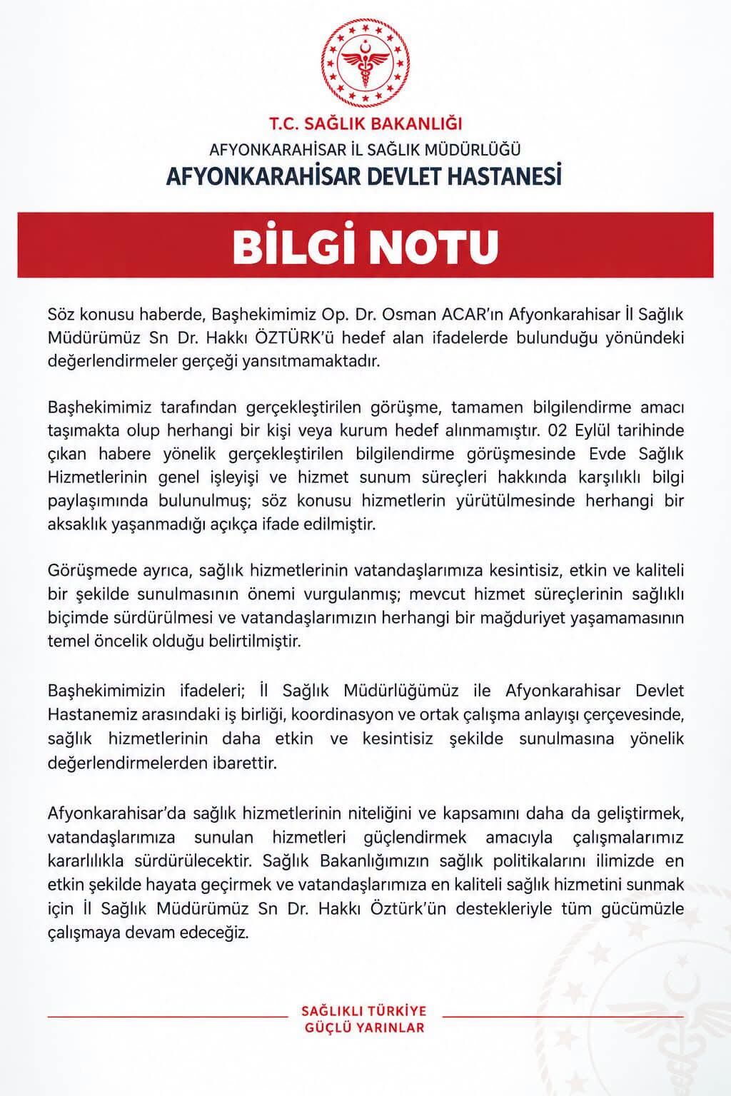 A F Y O N D E V L E T H A S T A N E S İ H A B E R