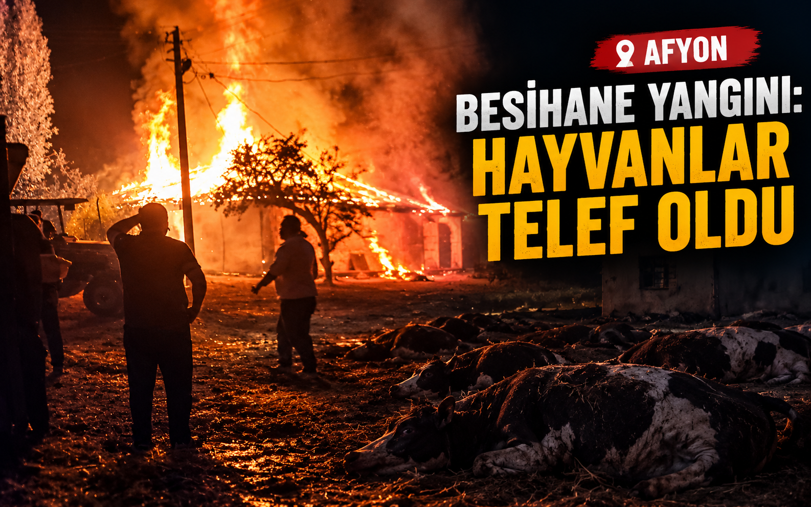 Afyon’da besihane yangını: Hayvanlar telef oldu