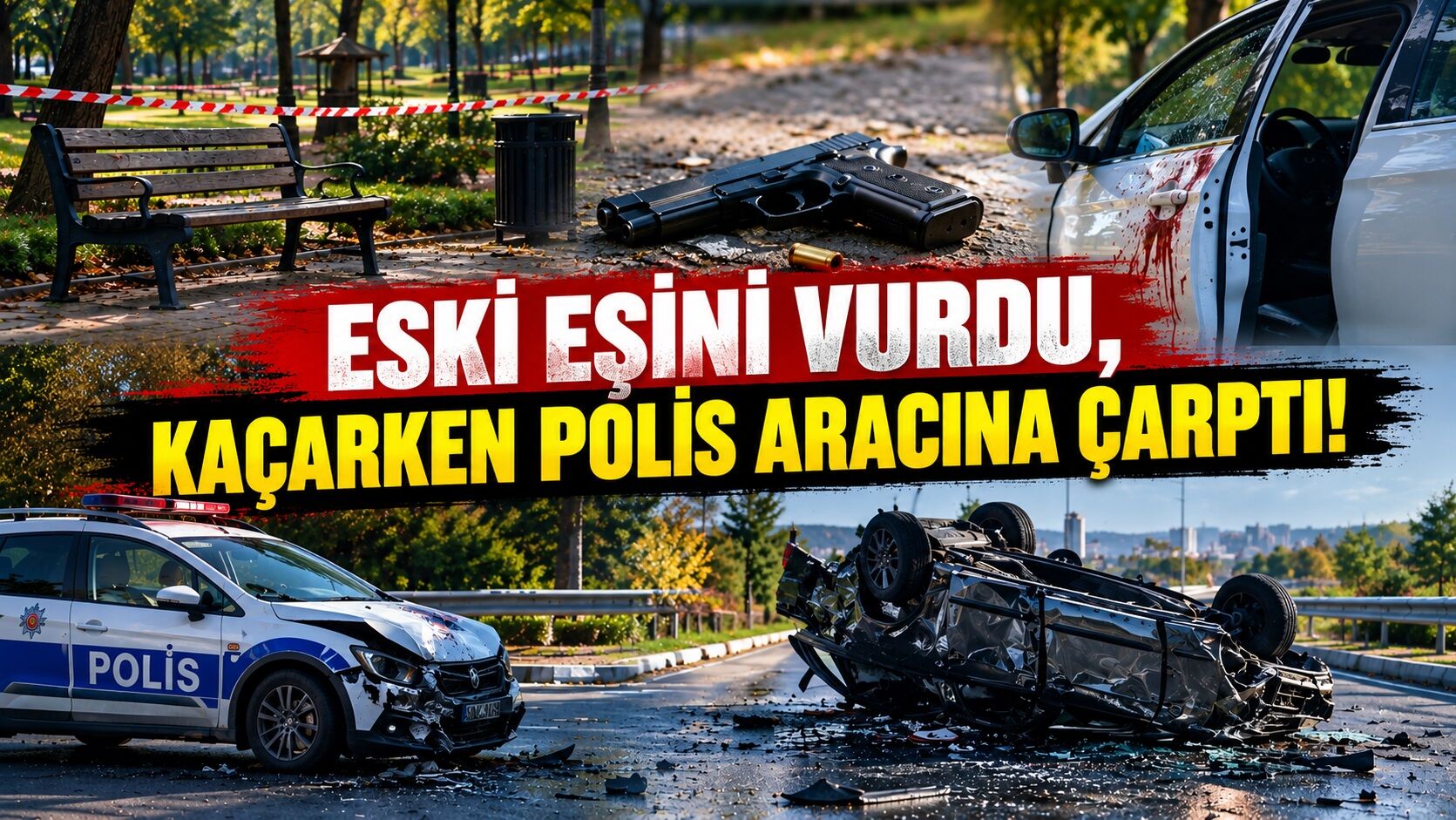 Eski eşini vurdu, kaçarken polis aracına çarptı!