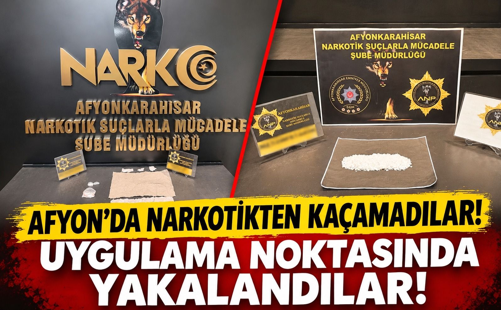 Afyon’da narkotikten kaçamadılar! Uygulama noktasında yakalandılar!