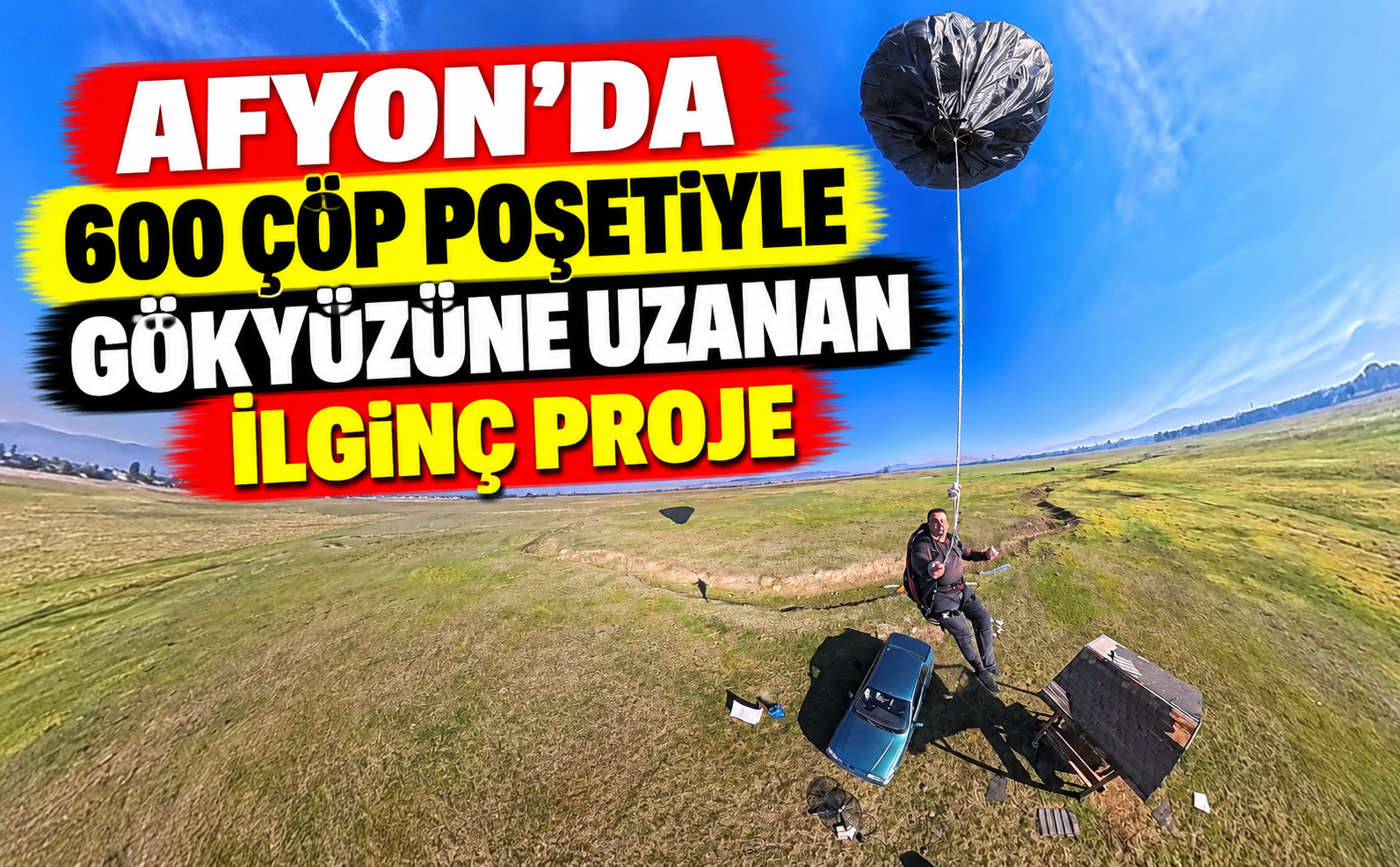 Afyon’da 600 çöp poşetiyle gökyüzüne uzanan ilginç proje
