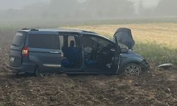 Tarlaya giren hafif ticari araçta 3 kişi yaralandı