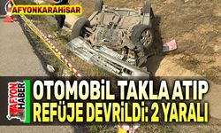 Otomobil takla atıp refüje devrildi, 2 kişi yaralandı