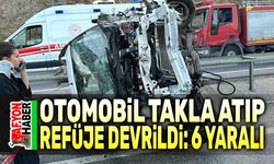 Otomobil takla atıp refüje devrildi, 6 kişi yaralandı