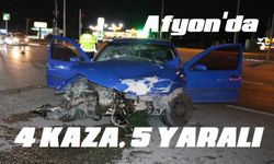 Afyon'da 4 trafik kazası, 5 yaralı