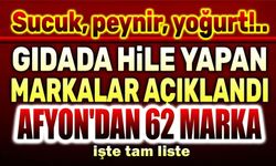 Gıdada hile yapan markalar açıklandı!.. Afyon'dan 62 ürün var!..