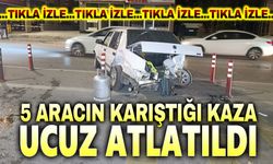 Afyon'da 5 aracın karıştığı kaza ucuz atlatıldı