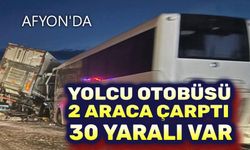 Yolcu otobüsü, 2 araçla çarpıştı, 30 yaralı var