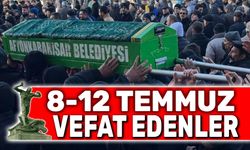 8-12 Temmuz Afyon'da vefat edenler