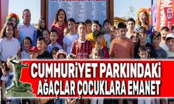 101. Yıl Cumhuriyet Parkındaki ağaçlar çocuklara emanet