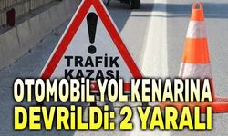 Kontrolden çıkan otomobil devrildi, 2 kişi yaralandı