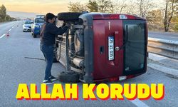 Ticari araç devrildi, Allah korudu!..