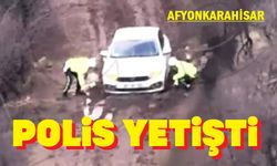Çamura saplanan sürücünnü imdadına polis yetişti