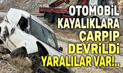 Otomobil kayalıklara çarpıp devrildi, yaralılar var