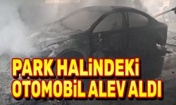 Park halindeki otomobil alev aldı