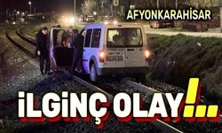 Afyon'da ilginç olay, yanlışlıkla raylara girdi!..