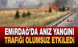 Emirdağ’da anız yangını trafiği olumsuz etkiledi