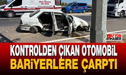 Kontrolden Çıkan Otomobil Bariyerlere Çarptı