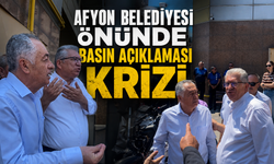Afyon Belediyesi önünde basın açıklaması krizi