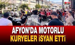 Afyon’da motorlu kuryeler isyan etti