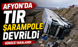 Afyon'da tır şarampole devrildi