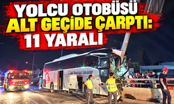 Yolcu otobüsü alt geçide çarptı: 11 yaralı