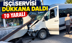 İşçi servisi dükkana daldı: 10 yaralı