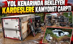 Yol kenarında bekleyen kardeşlere kamyonet çarptı