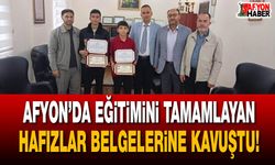 Afyon’da eğitimini tamamlayan hafızlar belgelerine kavuştu!