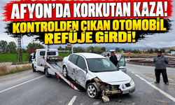 Afyon’da korkutan kaza! Kontrolden çıkan otomobil refüje girdi