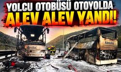 Yolcu otobüsü otoyolda alev alev yandı!