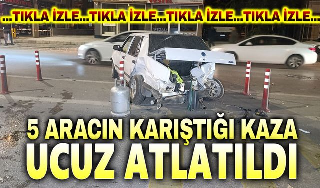 Afyon'da 5 aracın karıştığı kaza ucuz atlatıldı