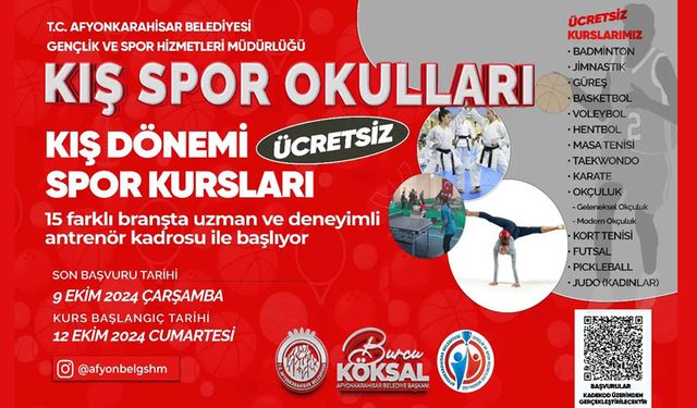 Afyonkarahisar Belediyesi kış spor kursları başlıyor