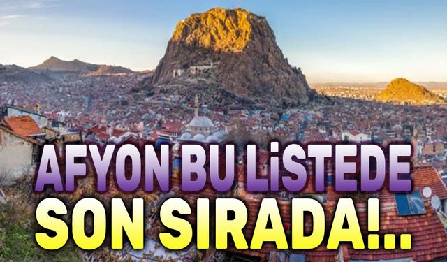 Afyonkarahisar bu listede son sırada!..