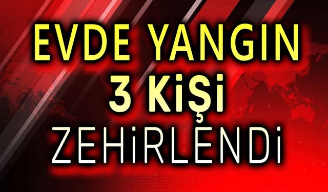 Evde yangın çıktı, 3 kişi zehirlendi