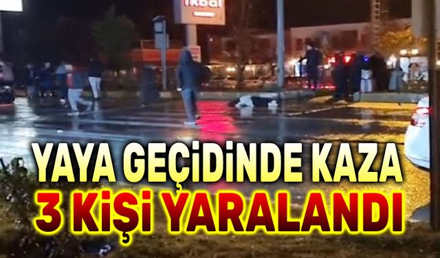 Otomobil karşıdan karşıya geçen kişilere çarptı, 3 kişi yaralandı