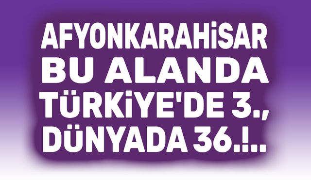 Afyonkarahisar bu alanda Türkiye'de 3., dünyada 36. şehir!..
