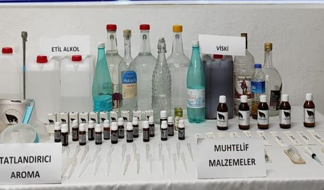 Afyon Haydarlı'da sahte alkol operasyonu
