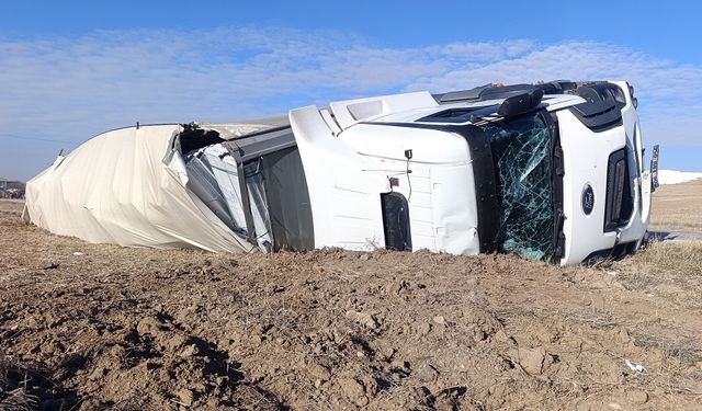 Kalorifer peteği yüklü tır devrildi