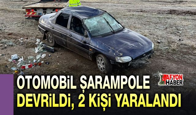 Afyon'da otomobil şarampole devrildi, 2 kişi yaralandı