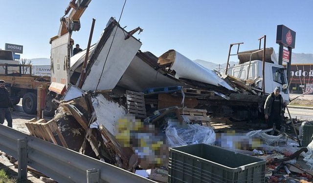 Tır refüje girdi, trafik kitlendi