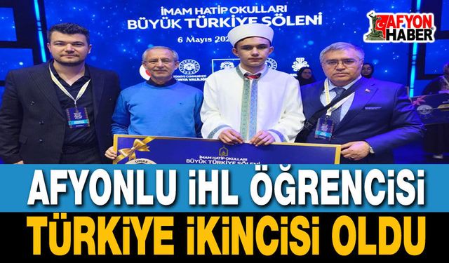 Afyonlu öğrenci Türkiye ikincisi oldu