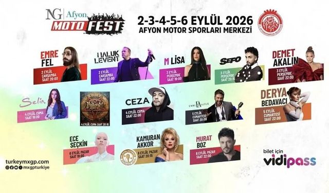 Afyon Motofest 2026 konser takvimi
