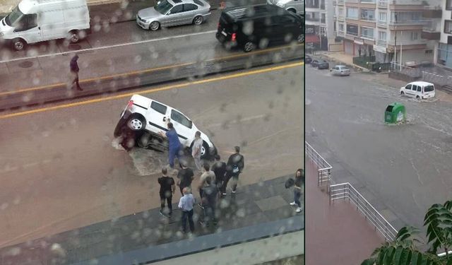 Başkentte Sağanak Alarmı! Yol Çöktü, Araç Çukura Düştü, İş Yerlerini Su Bastı