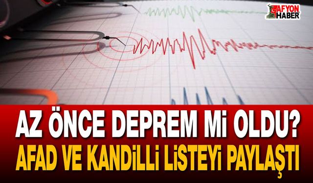 Az önce deprem mi oldu? AFAD ve Kandilli listeyi paylaştı!